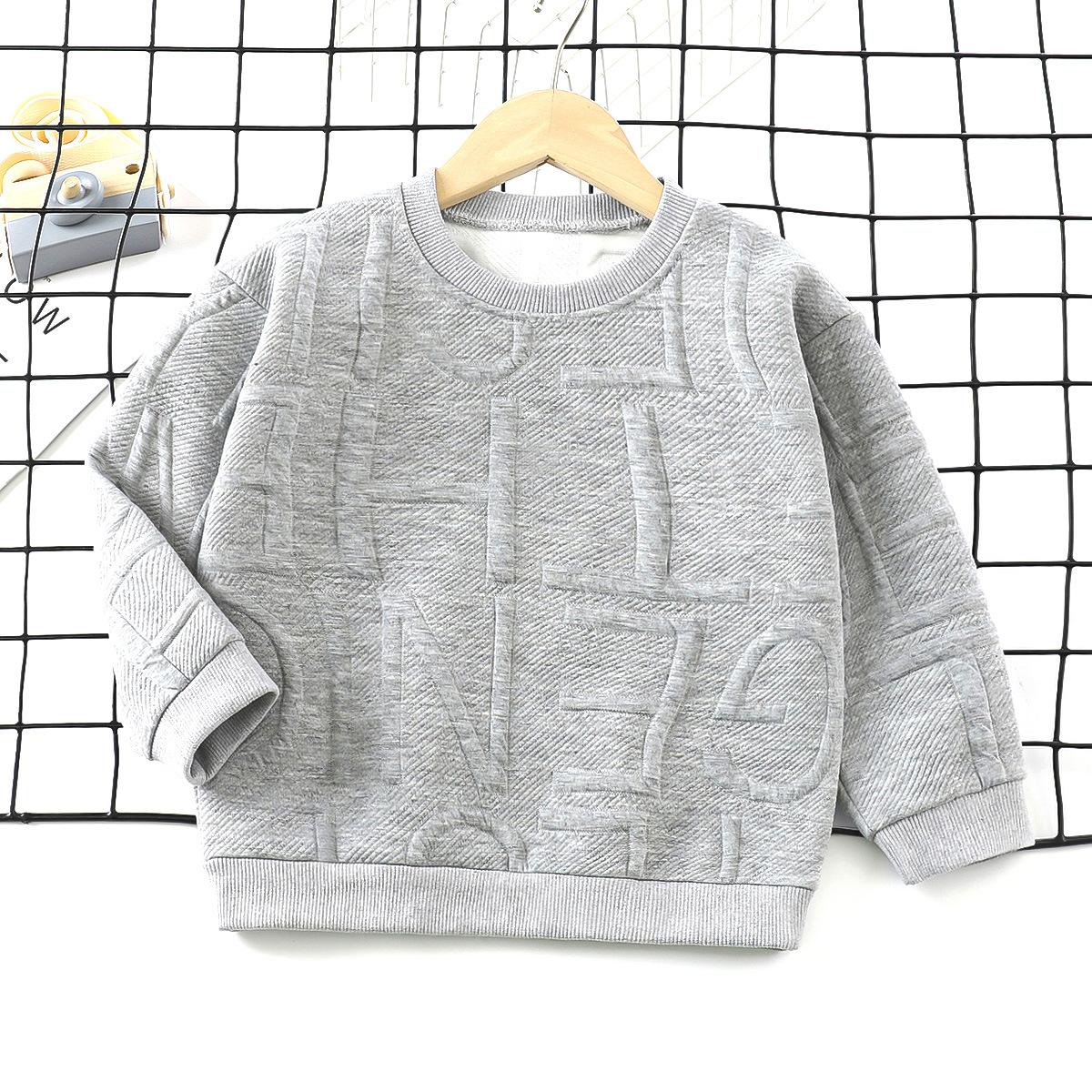 

Осенняя одежда для детей, милый топ с круглым вырезом для мальчиков и девочек, однотонные модные повседневные толстовки с героями мультфильмов 90cm серый