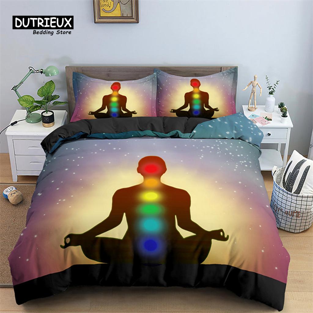 Stylish Soft Yoga Meditation Size Polyester 2 3pcs Lotus Sitting Position With King Queen Comforter