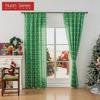 1PC Nuan Series Christmas Style Semi Blackout Curtains Santa Claus and Elk Pattern Green Curtains for Living Room Bedroom Balcony Window Home Decor