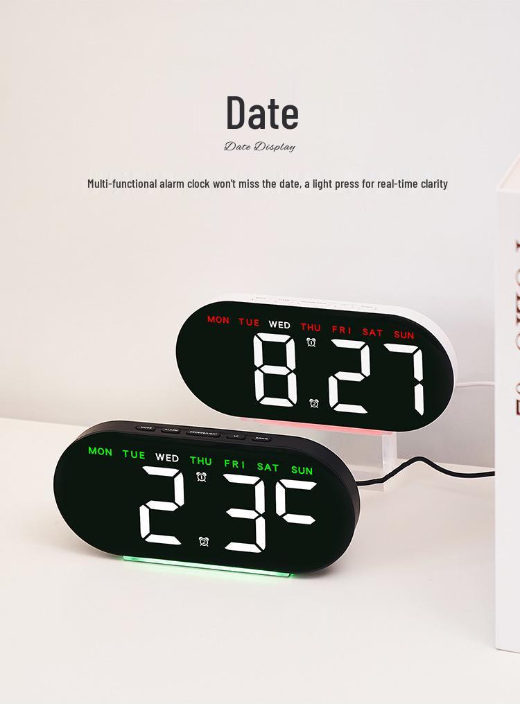 Multifunctional LED Alarm Clock with Large Screen & Atmosphere Light - Model GH8035