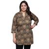 Tissu Damen Plus Ethno-Muster Gedruckt Reine Baumwolle Kurti ( Braun 6 )