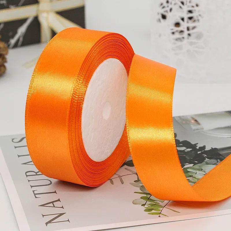

25yards 25mm Gift Decoration Stain Ribbion Craft Wrapping Supplies Riband Handmade DIY Ruban Cake Fabric Clothing Accessories 25mm ribbon оранжевый