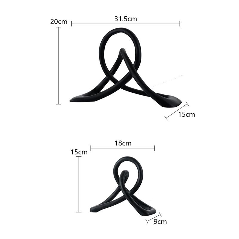 Resin Geometry Twist Knot Decorative Ornaments Black Twist Winding Sculpture Decorative Figurines Home Decoration Accessories