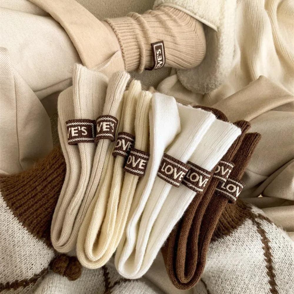 

Middle Tube Women Socks Keep Warm Snow Boot Socks Ins Knitted Socks Winter кавовий