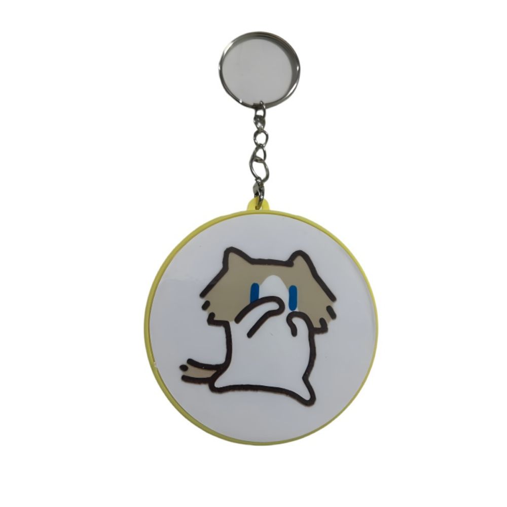 Cartoon Salary Cat Keychains With Sound Cat Keyring Creative Voice Button Keychains  Bag Pendant