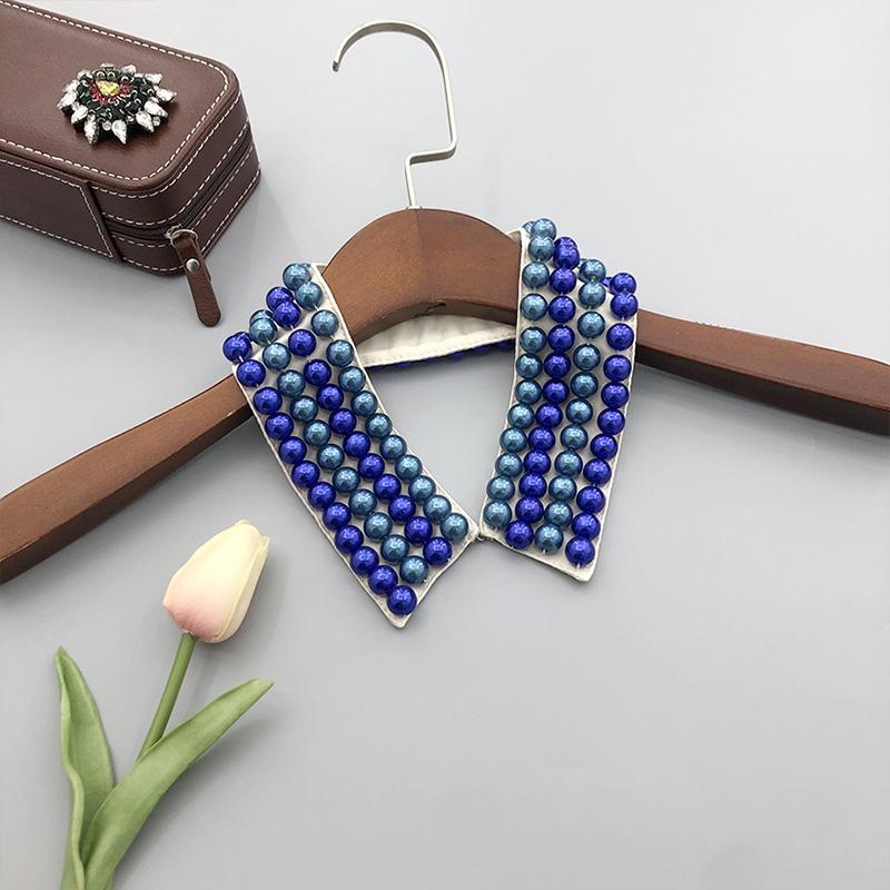 Women Pearl Fake Collar Retro Lace Beaded Collar Choker Necklace Party Bride Clothing Accessories Sweet Detachable False Collar