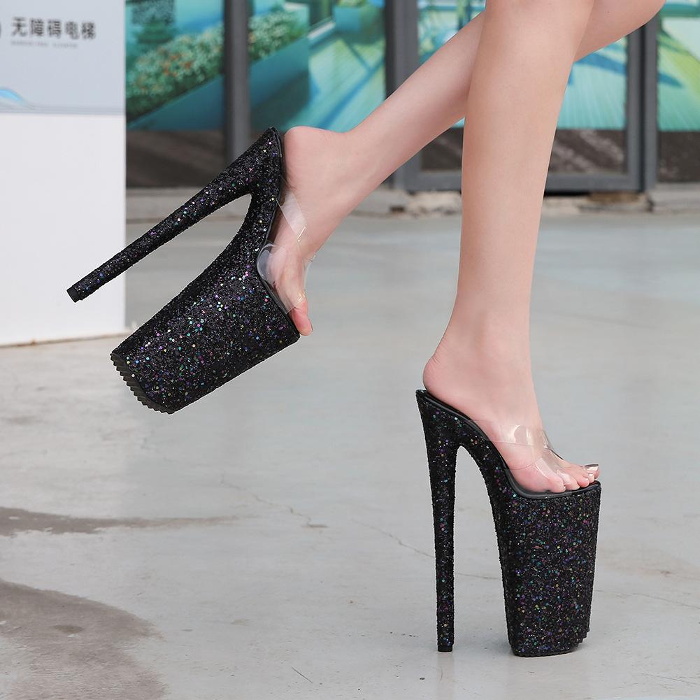 RED 10 inch Fetish Sequins Sandals 26cm thin heels Pumps platform Women Walking Show Artifact Model Shoes zapatos mujer