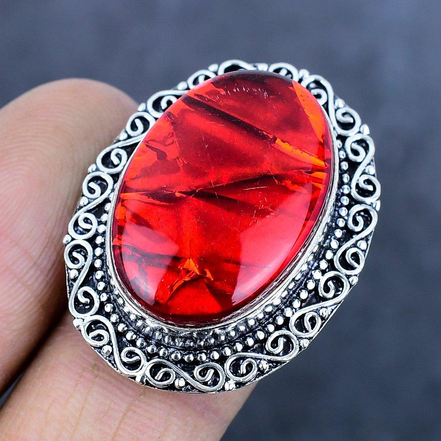 Garnet Handmade 925 Sterling Silver Jewelry Ring Size 8 A8Q23