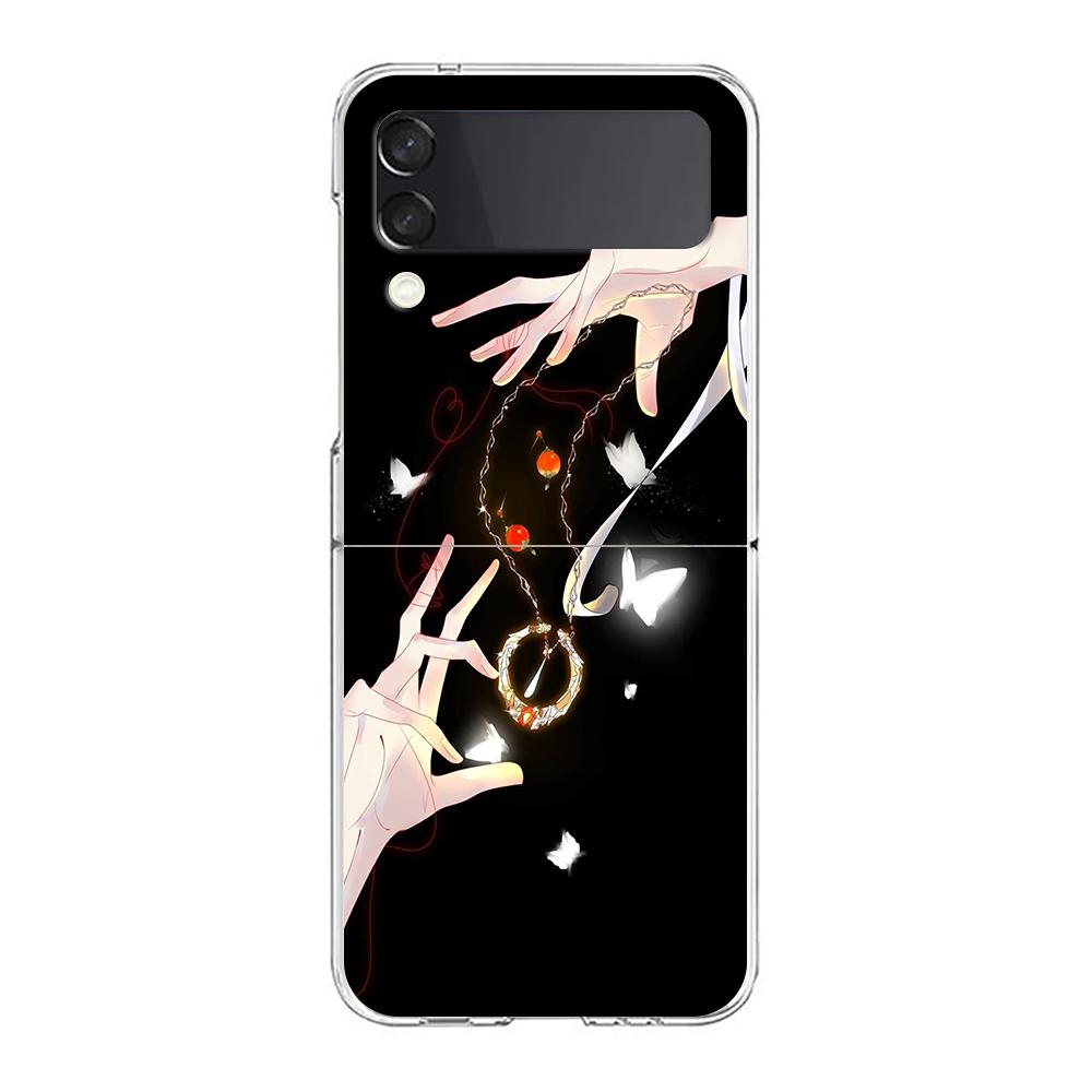 Transparent Phone Case For Samsung Galaxy Z Flip 3 4 5 6 7 Hard Folding PC Z Flip3 Flip4 Cover Heaven Official's Blessing