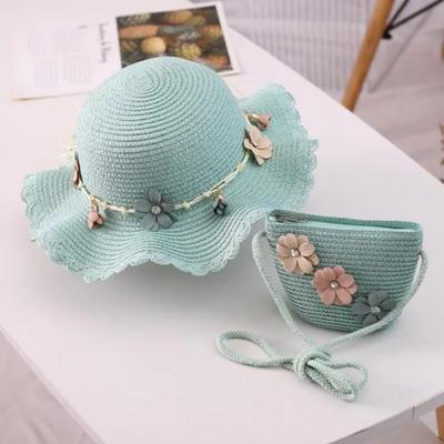 2Pcs/set Baby Girl Sun Hat + Shoulder Bag Summer Sunscreen Children Hat Bag