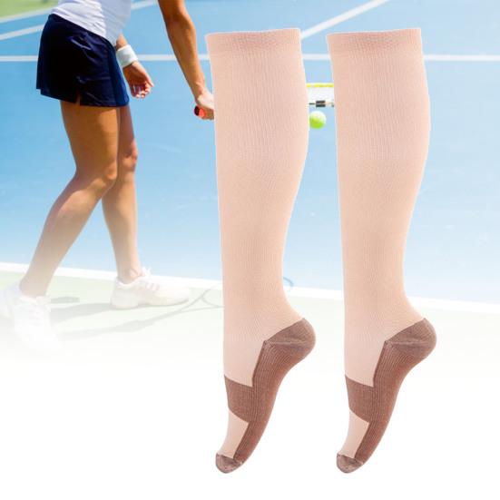 Women Breathable Patchwork Compression Stockings Cycling Running Long Socks