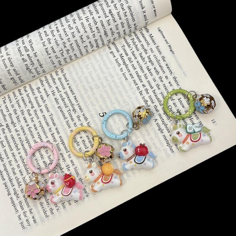 Funny Cartoon Pony Keychain Pendant Animals Key Ring Year Of The Horse Backpack Decoration Accessories Gifts Cute Fashion
