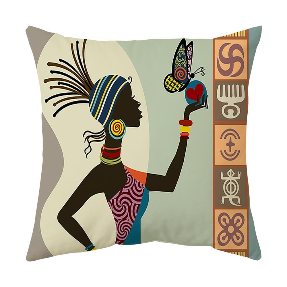 

Африканский персонаж Короткая плюшевая наволочка Домашняя ткань Набивная наволочка-подушка 45 * 45cm (collection priority delivery)