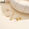 EFFIE QUEEN 18K Gold Plated Heart Necklace Stainless Steel Heart Pendant Choker Chain Texture Trendy Jewelry Waterproof STKN20