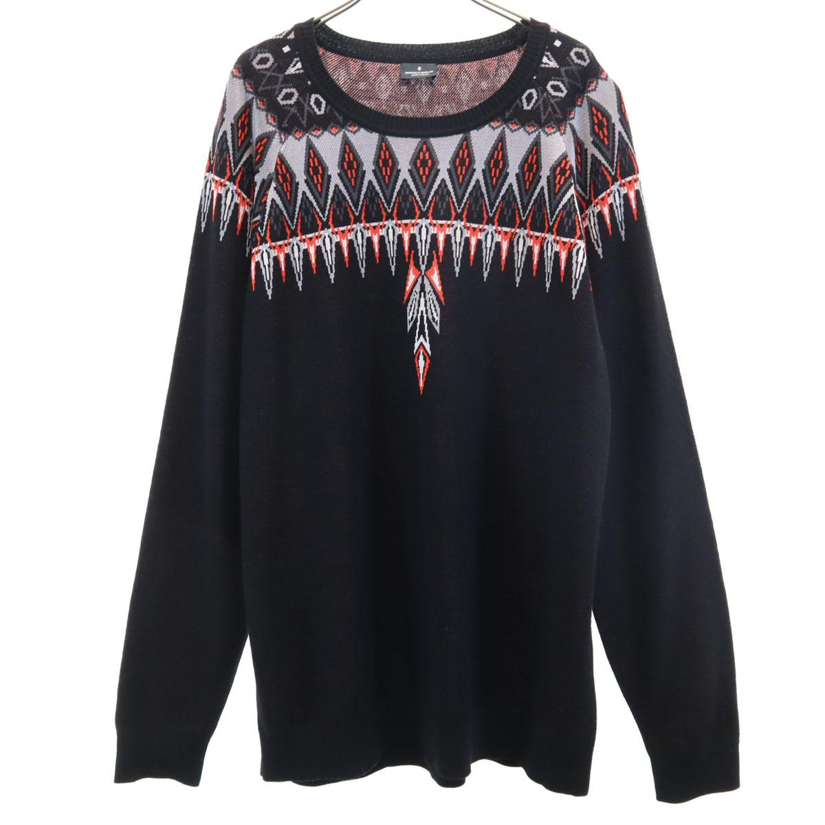 

MARCELO BURLON Ethnic Pattern Long sleeve knit XL black sweater Men s Used