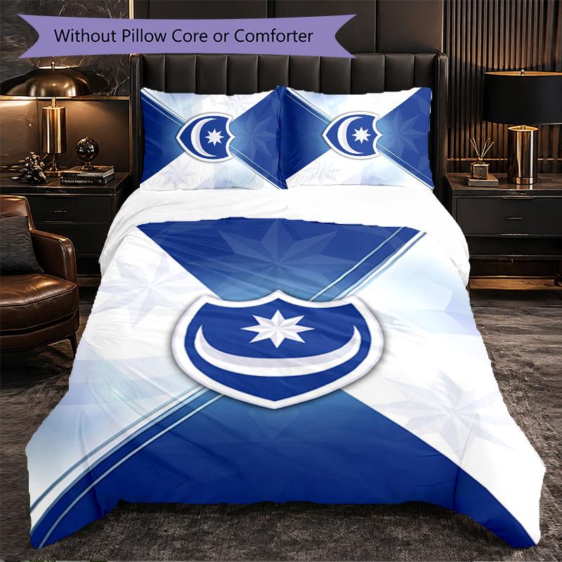Biancheria da Letto a Tema Portsmouth FC Set 3 Pezzi Copripiumino Biancheria da Letto Decorativa Per Stanza Adolescenti Decorazione Casa
