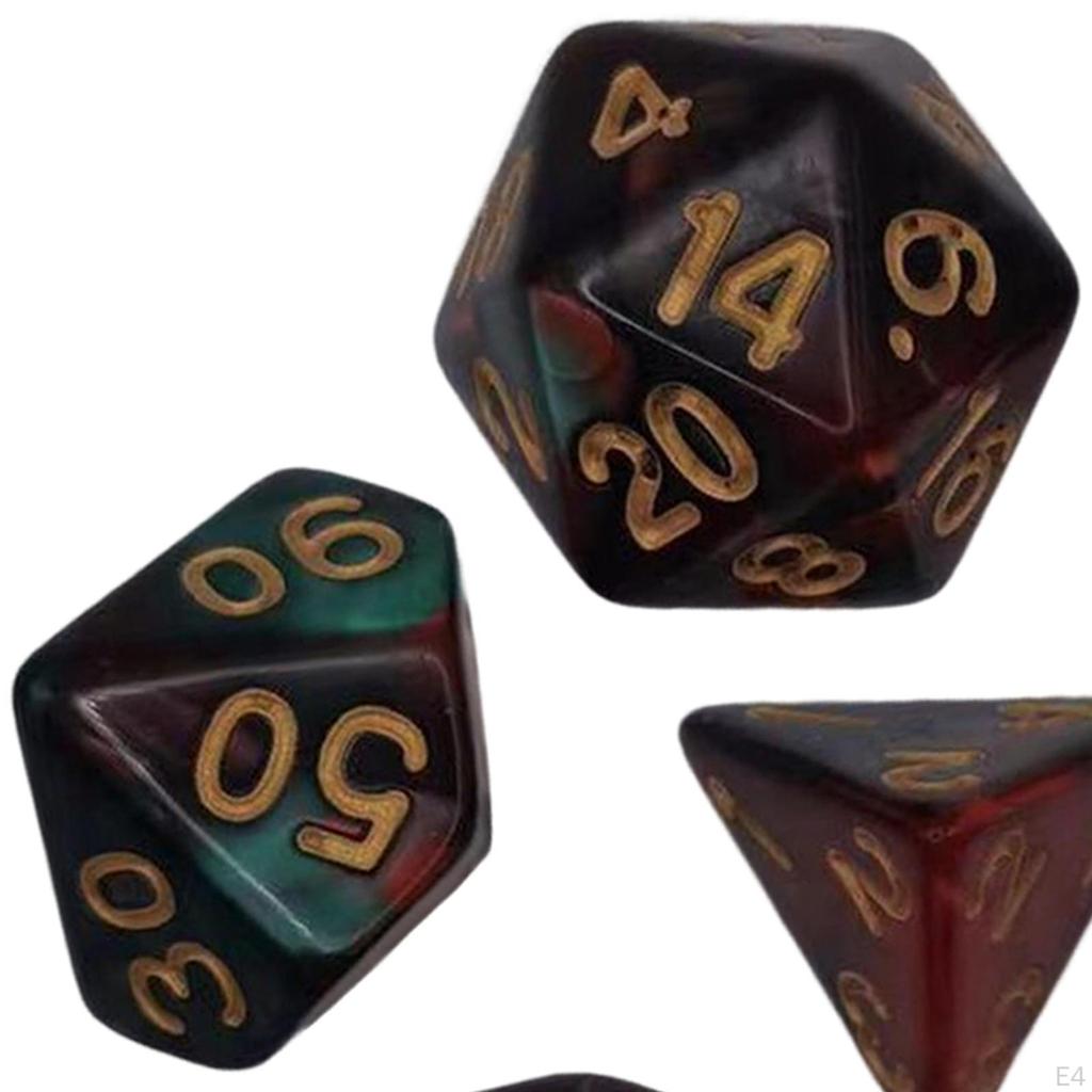 7 stycken färgglada polyedriska tärningar samling brädspelsrekvisita leksaker presenter Hållbar slät yta för