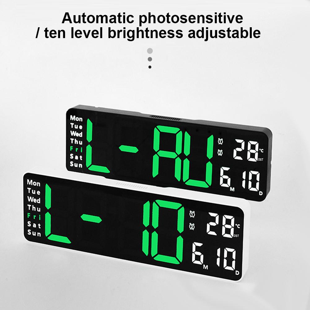 13" LED Wall Clock Large Display with Remote Control,Table Clock with Temperature,Date,Week,Digital Alarm Clock for Bedroom