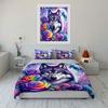 Wolf with Rainbow Roses & Moon Bedding Duvet Cover Set  (1*Duvet Cover 2*Pillowcases, Without Duvet Insert)