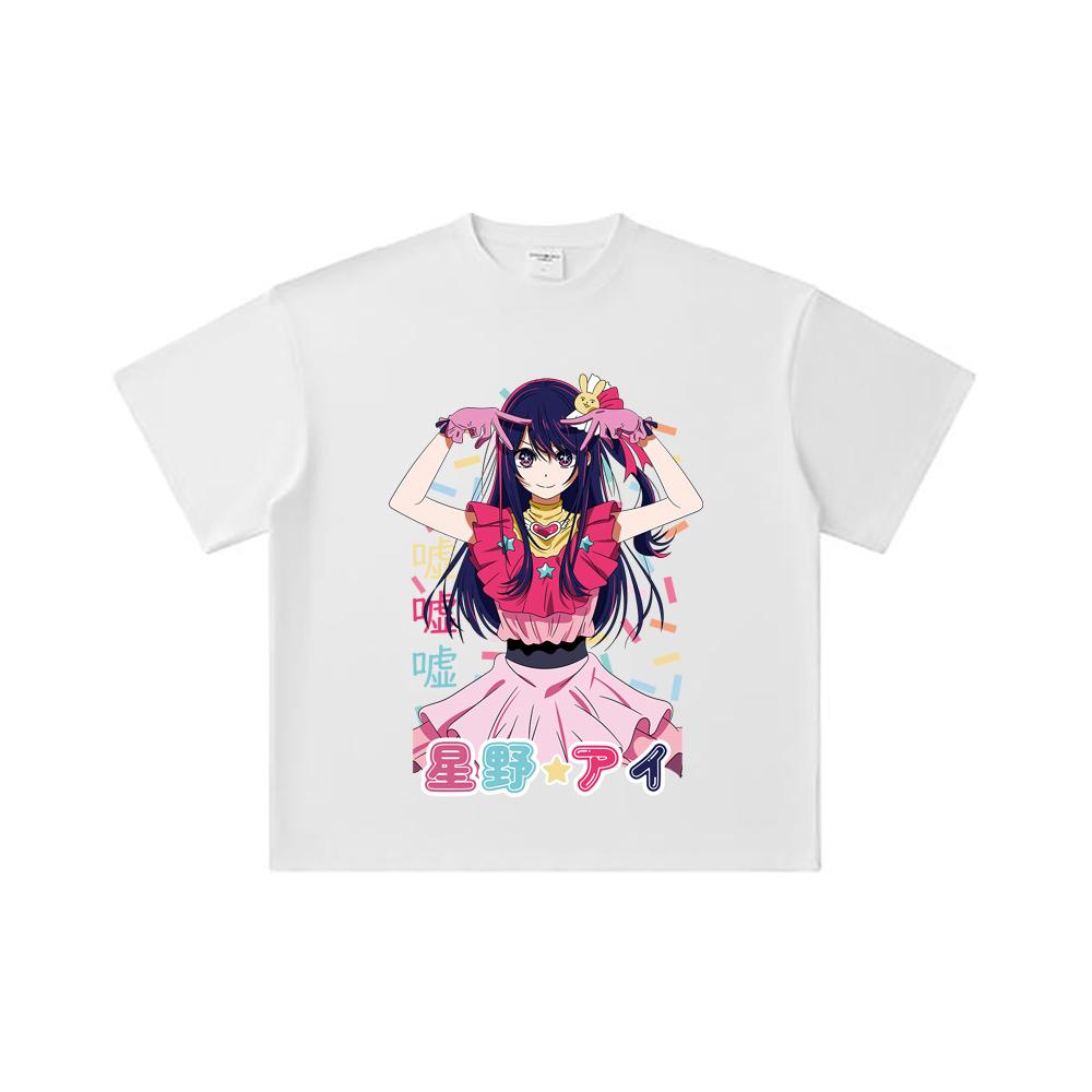 260 GSM Double Yarn 32 Count 100% Cotton Oshi No Ko V1 Print Unisex Heavy Cotton T Shirt