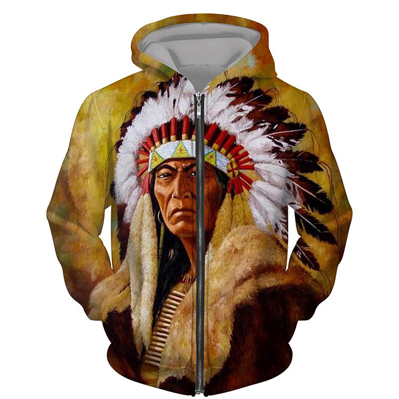 Vintage Men's T Shirt Long Sleeve Wolf 3D Print Zip Hoodie Fashion Jacket Male Casual Sport Oversized Mens Clothing Sweatshirt