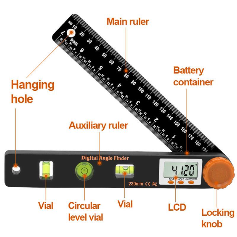4-in-1 Digital Angle Ruler & Level - Multi-Purpose Woodworking Tool
