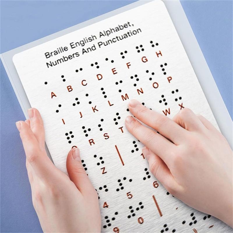 Braille Letter Board with Raised Dots for Blind Kid Adult 12x18.4cm Number & Punctuation Learning Letter Fingerboard