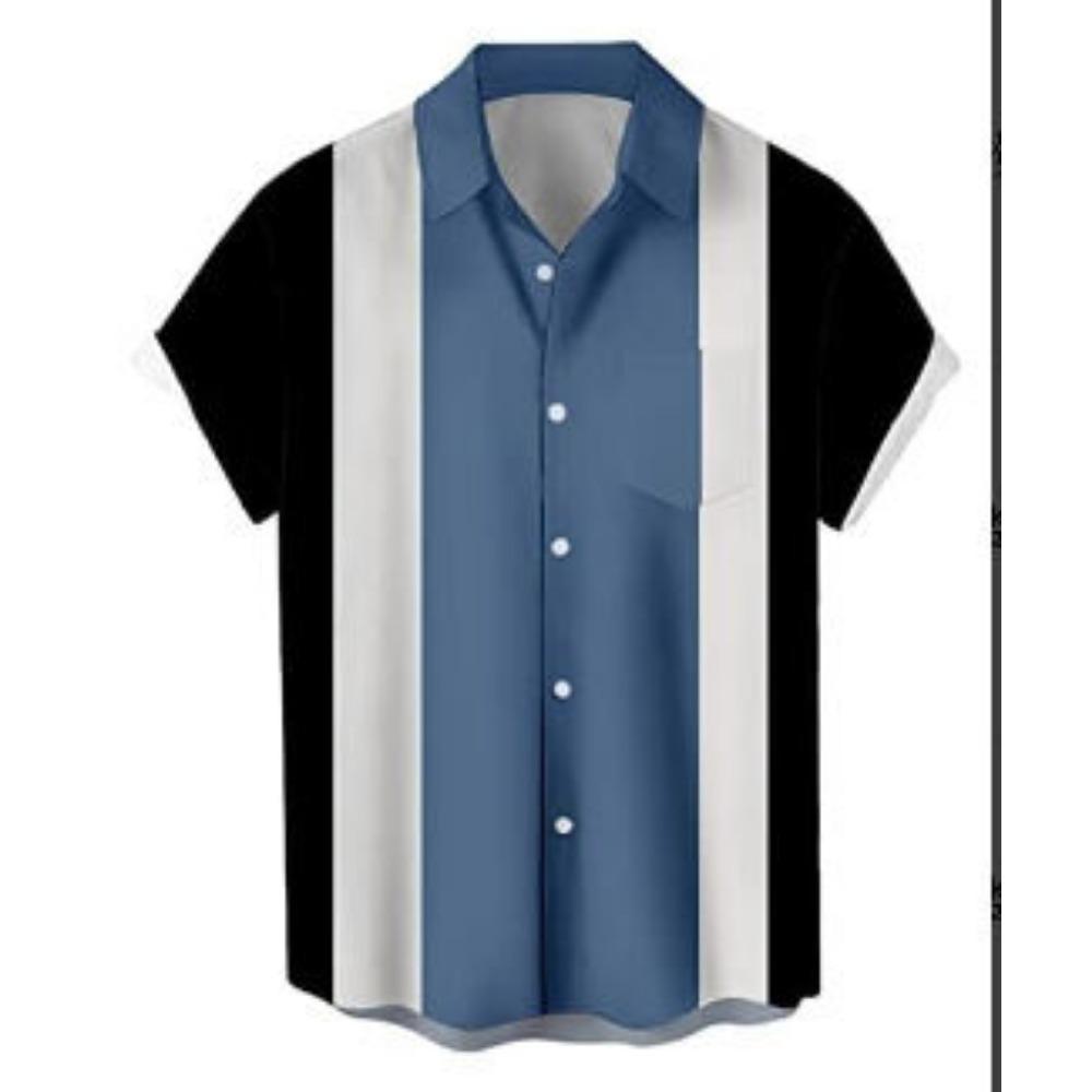 Men's 3D Short Sleeve Lapel Cardigan Top Summer Loose Fit Regular Thickness Short Sleeve Shirt Style Casual Male Upperwear