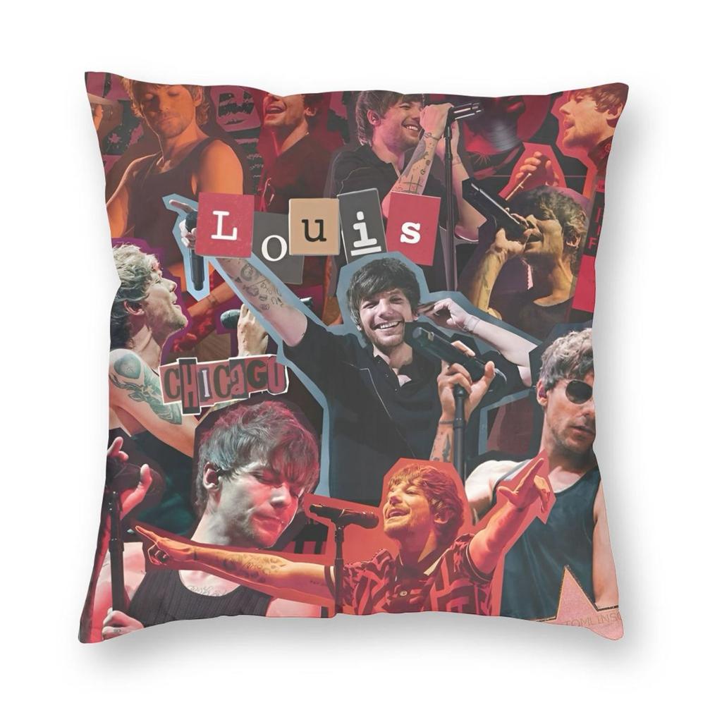Louis Tomlinsons Singer Kissenbezug Bedruckter Polyester-Kissenbezug Dekorative Kissenhülle Sitzbezug mit Reißverschluss 45*45cm