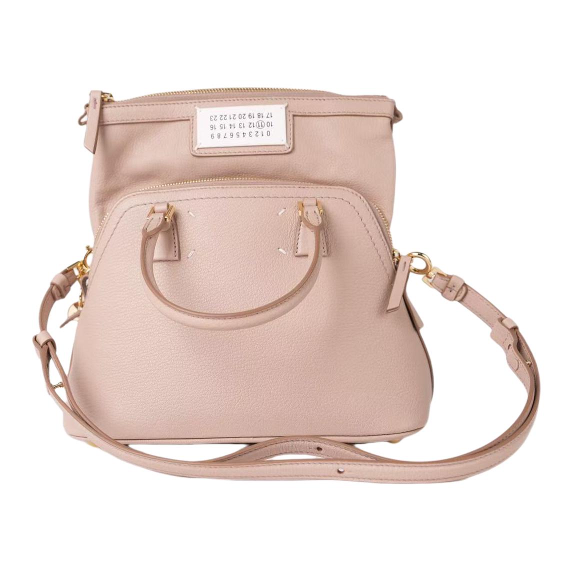 

Maison Margiela 5Ac Digital Logo Zipper Closure Goat Leather Shoulder Crossbody Tote Bag Women Handbags Pink SB1WG0037P5348T4310 Basic Set (Bag+Dust Bag)