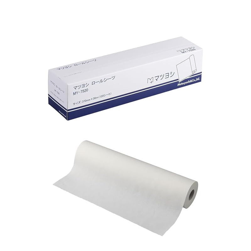 Matsuyoshi Roll Sheets, Examination Table Cover, Disposable, Waterproof, MY-7520R, 37 x 30 cm, 120 Sheets per Roll, Perforated, Disposable Sheets, for