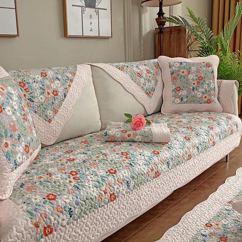 Modern Rural Jacquard Couch Mats Comfortable Soft cover Non Slip Breathable Sofa Towel Versatile Living Room Decor