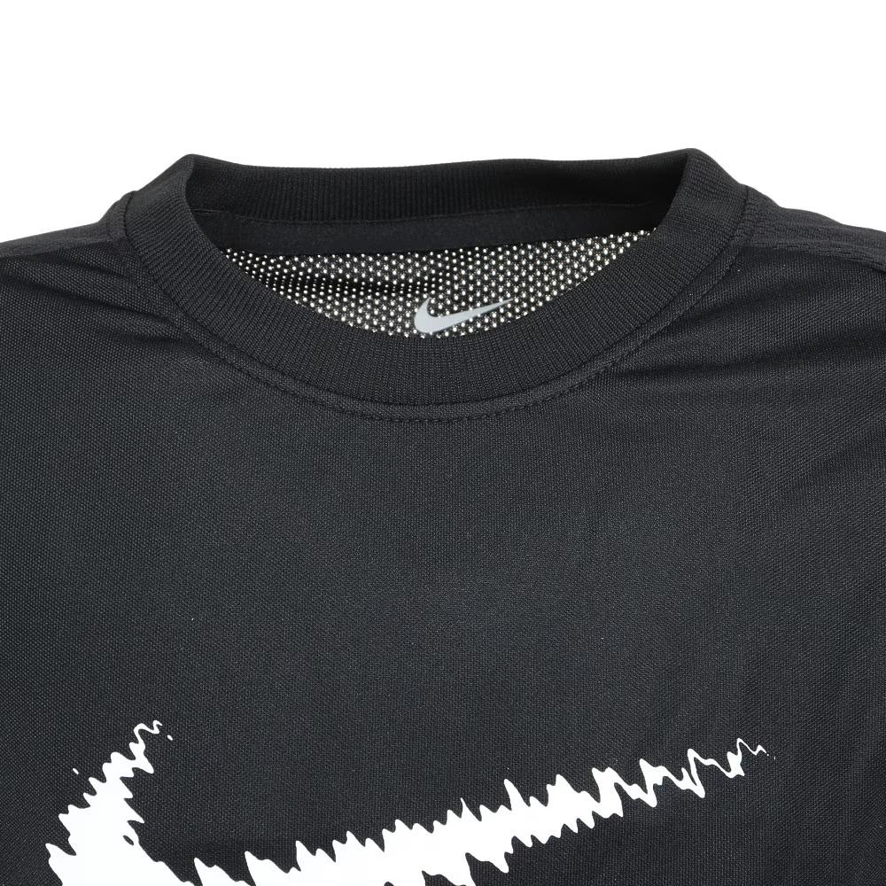 Nike Logo Print Crew Neck Loose Comfortable Regular Short Sleeve T-Shirt Kids Tops Black DX5411-010
