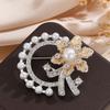 French Elegant Crystal Pearl Brooch Fashion Clothes Corsage Accessory For Women