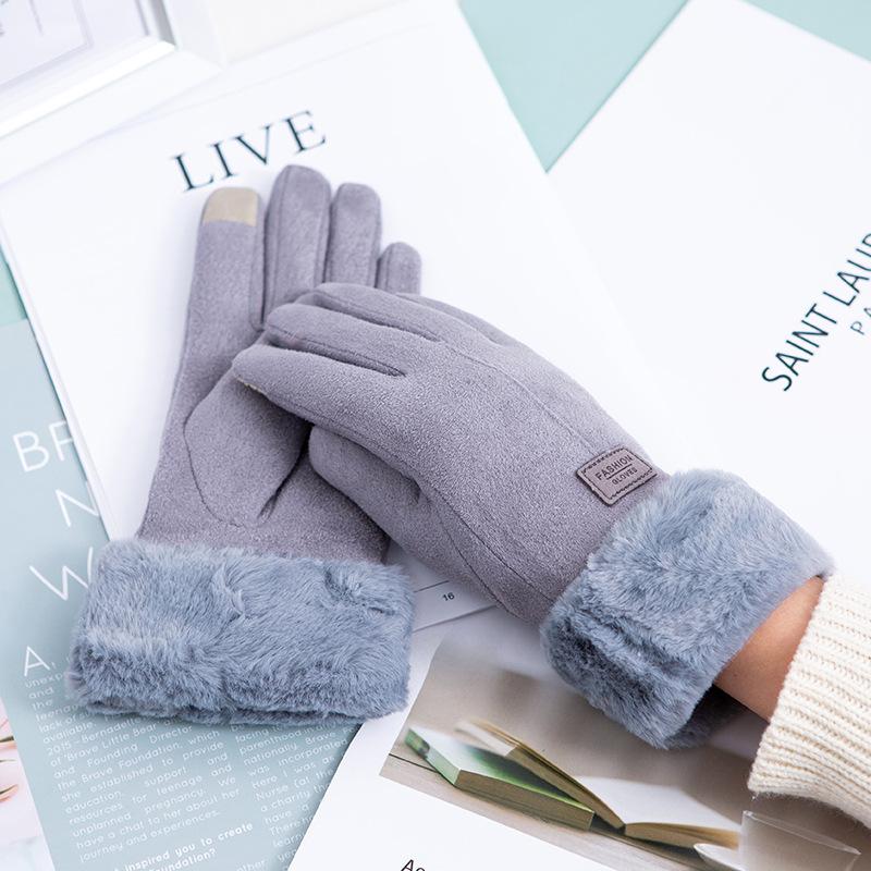 

Теплые взрослые перчатки для велоспорта на открытом воздухе для мужчин и женщин. Осень и зима. Замша и арктический флис. Перчатки с сенсорным экраном. Average size