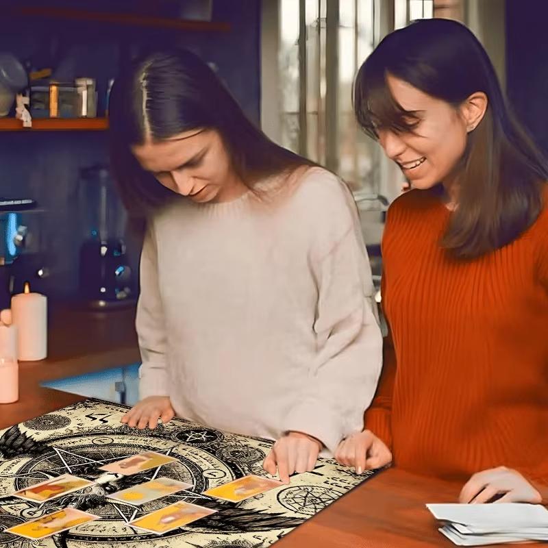 Telo Altare Pentagramma di Baphomet Tovaglia Tavolo Stregoneria Mistica Tarot Arazzo da Parete Wicca Decorazione Stanza Gotica Tappetino per Scrivania Rituale Magico