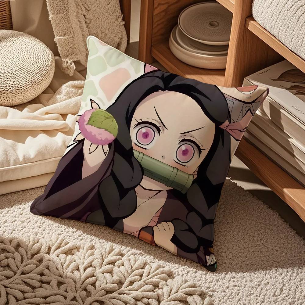 Anime D-Demon S-Slayer K-Kimetsu No Yaiba Pillow Case Comfort Sofa Bed Silky Elegant Invisible Zipper Custom Decorative Cushion