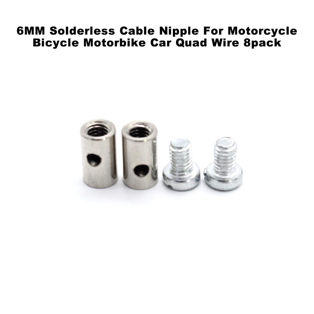 6MM Solderless Cable Nipple For Motorcycle Bicycle Motorbike Car Quad Wire 8pack