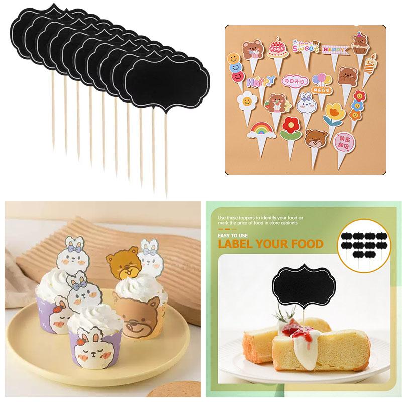 Mini Chalkboard and Assorted Party Cake Toppers Set Reusable Blackboard Picks for Wedding Birthday Halloween  Party Supplies