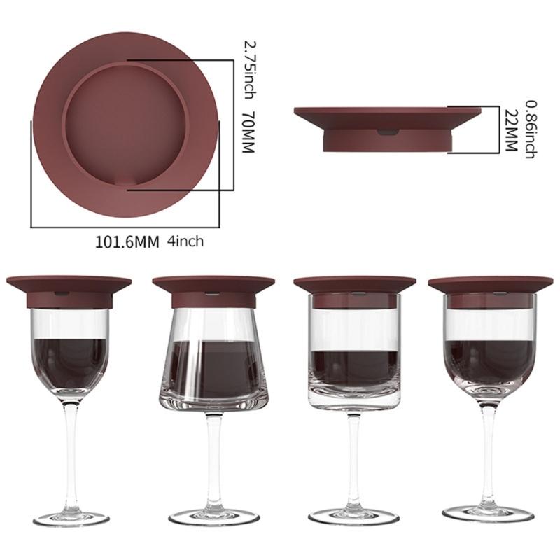 4 Piece Silicone Wine Cup Covers With Snacks Trays Efficient Dishwasher Safe Multipurpose Kitchens Accessories