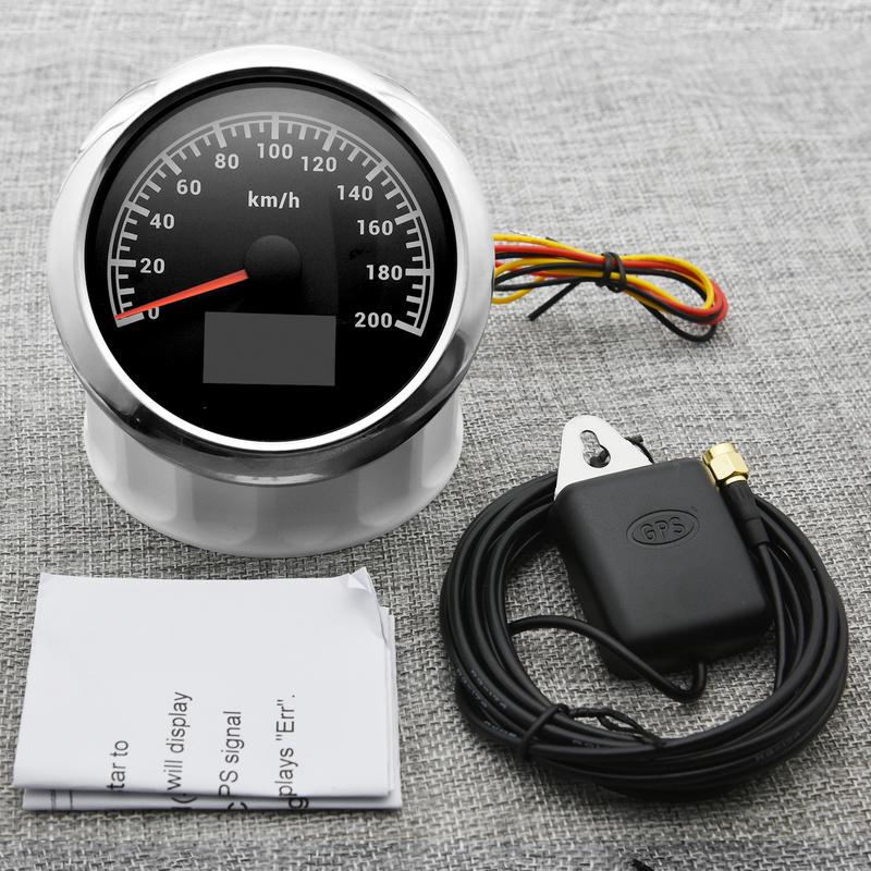 7 Color LED Auto Car 85mm GPS Speedometer Gauge with GPS Antenna 30KMH,60KMH,120KMH,200KMH Marine Boat Yacht COG TRIP Odometer