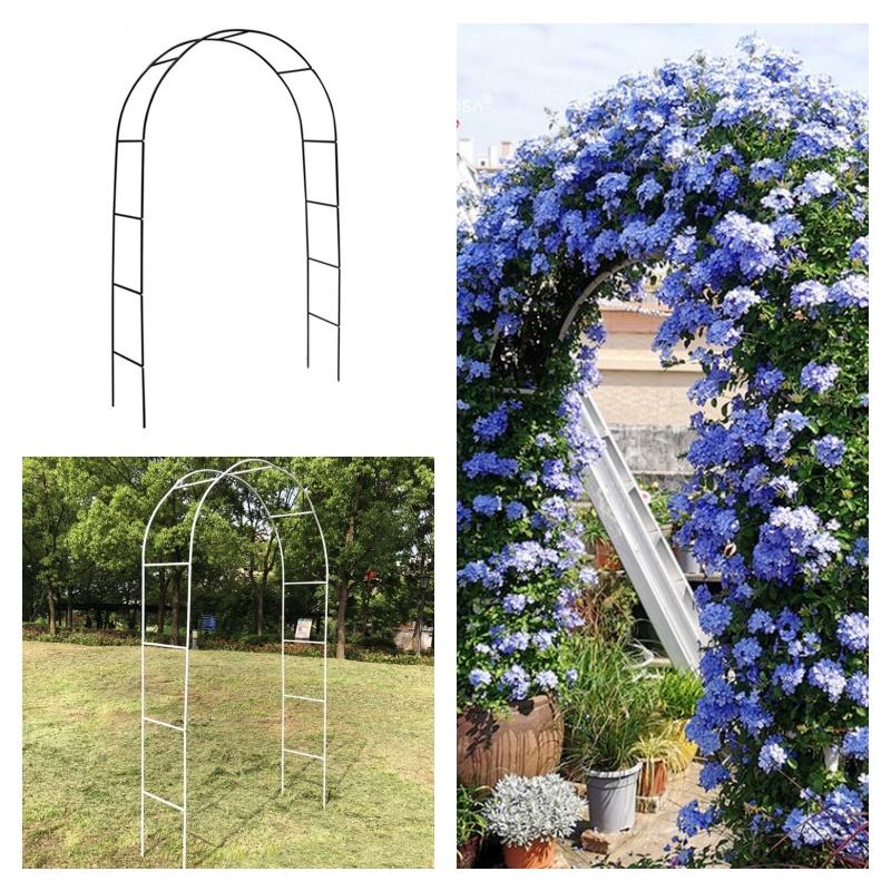 Simple Style Arch Trellis For Climbing Plants Foldable Metal Frame Black/white