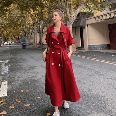 Drapey Windbreaker for Women In Spring and Autumn New Korean Style Loose Casual Waist Slimming Long Coat Jacket