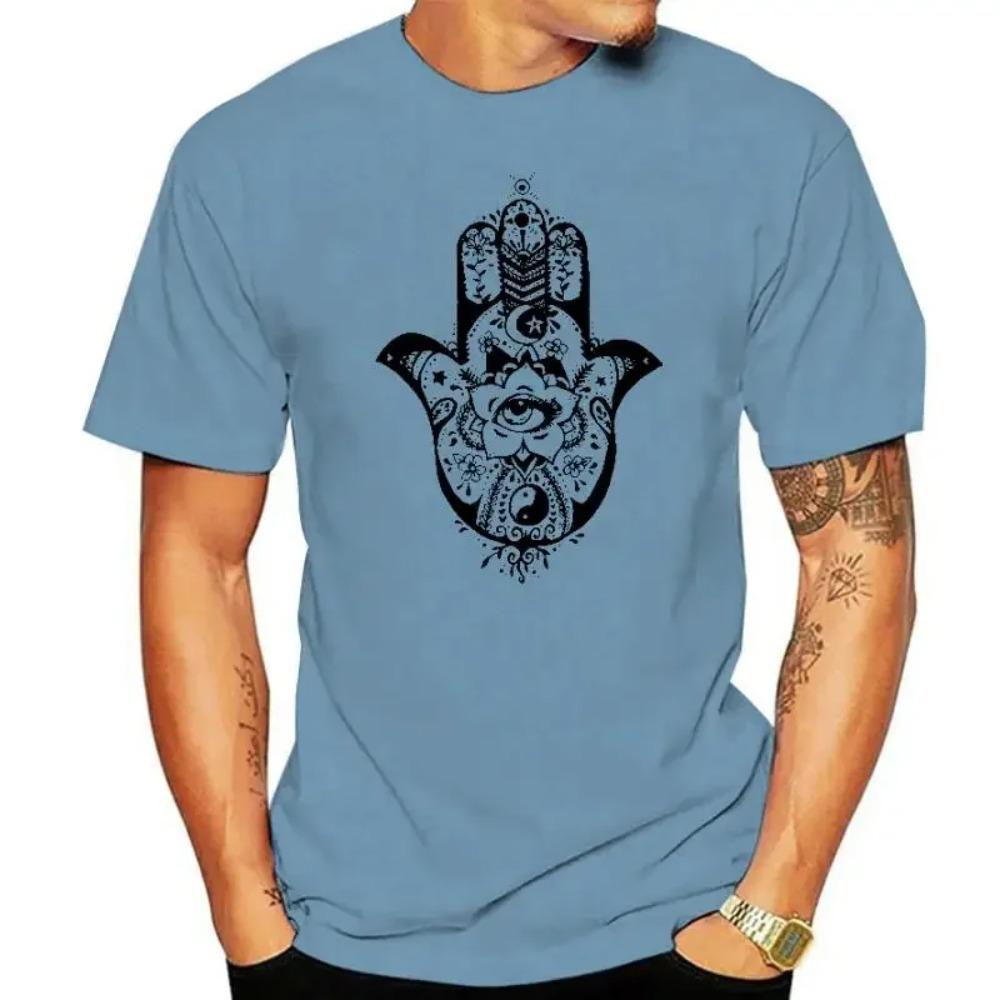 Hamsa Relaxed Shirt for Men Stencil Screen Print Tshirt Soft & Comfy Casual Gift for Men men t shirt