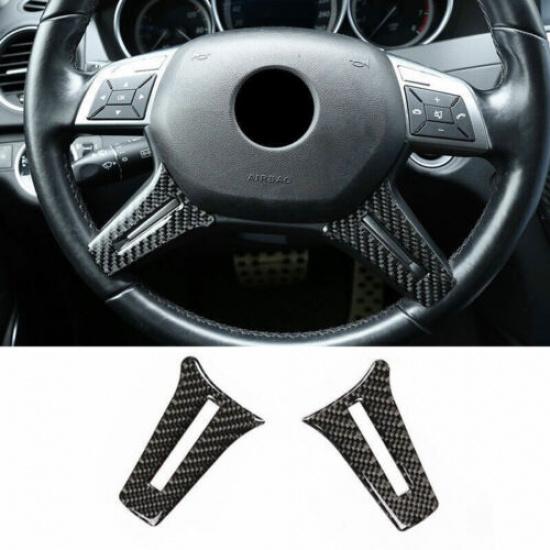 Real Carbon Fiber Interior Cover Steering Wheel Trim For Benz C-Class 2007-2014