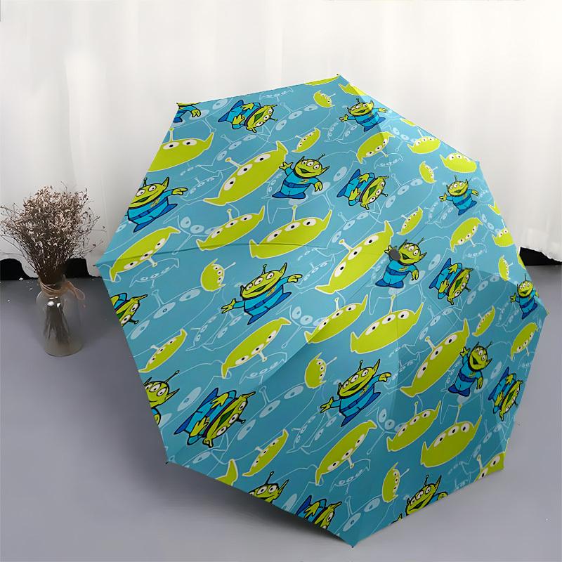 Toy Story Aliens Themed Automatic Opening and Closing Umbrella, Brightly Colored 8-rib Portable Umbrella, Suitable for Men and Women, A Perfect Gift F