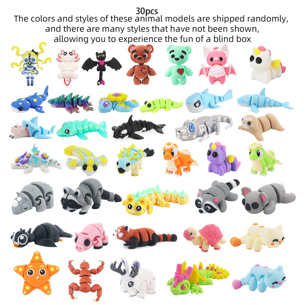 Mini Animal Set, 3D Printed Articulated Flexible Fidget Toy For Small Animals, Cute Animal Toys For Home, Office, And Decoration