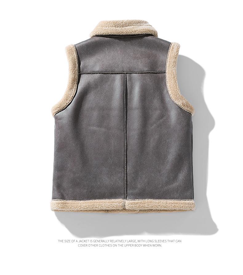 D011 Suede Lambswool Sleeveless Jacket – Lightweight, Warm, and Fleece-Lined for Autumn/Winter