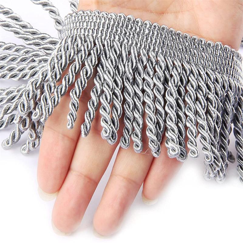 

Бахрома для штор, бахрома из слитков, 5 м x 6 см, тканевая планка, шитье, украшение «сделай сам», для штор, дивана, одежды 5 M бледный серебристый