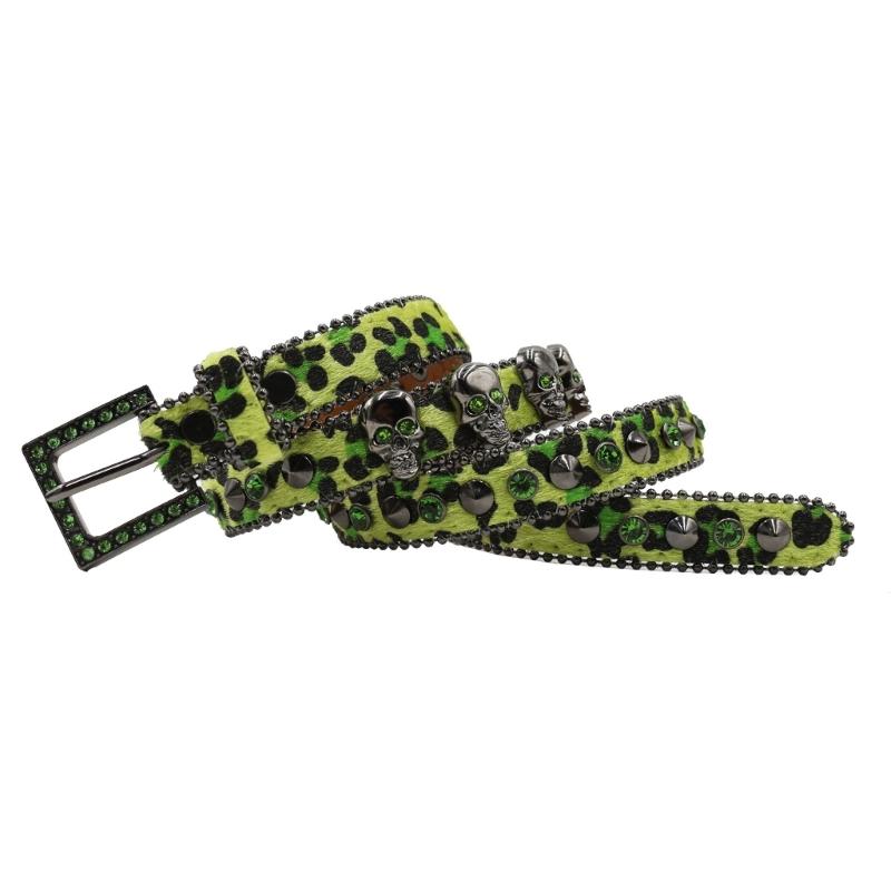 Trendy Waist Belt Studded Rhinestones Crystal for Street Dance Rivets Belt Livehouse Punk Waist Chain Skull Buckle